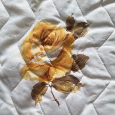 Vintage Retro 50s Yellow Rose Floral Print Heavy Cotton Bedspread Quilt Double 