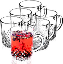 240ml Coffee CONCORD Mugs Clear 6Pcs Glass Latte Tea Cups Cappuccino Hot Drink