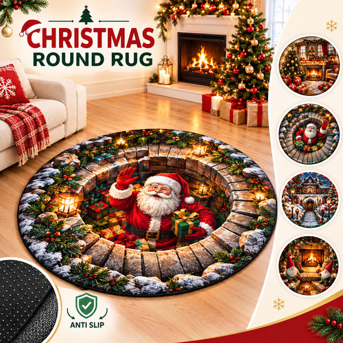 Round christmas rugs - christmas, 3d