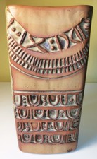 Louis Hudson Studio Pottery Ceramic Square Vase 1960s Brown Vintage