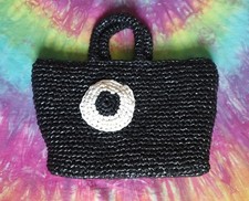 Black & White Raffia Type Hand Bag