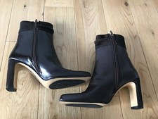 NEW £275 Ivory of Bond Street Brown Leather & Suede Ankle Boots Heels 3.5, 36.5