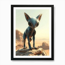 Alien Cat Creature Portrait Art Pri Framed Wall Art Poster Canvas Print Picture