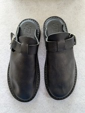 Fracap (Toast) handmade black leather buckle fastening mules uk6/39. New in Box