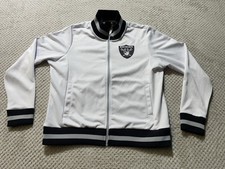 Raiders Track Jacket Womens Size XL NFL Full Zip White Black