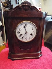 Very Nice HAC Mantel Clock. Oak Case Missing Pendulum & Gong