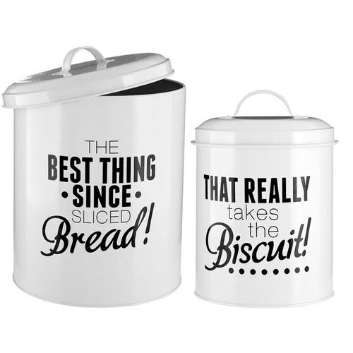 Set round metal bread bin - round,