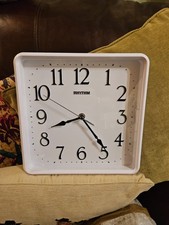 Rhythm Square White Wall Clock (Silent Tic) H10" X W10" New Battery Fitted Vgc