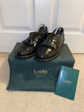 Loake Brighton Black Leather Tassel Loafers  SIZE UK 7.5 Fit E Mint Condition