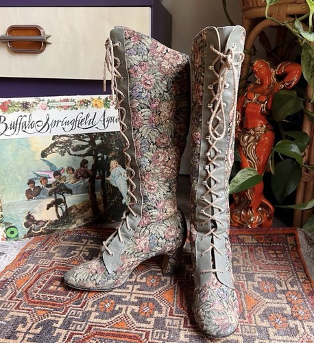60s floral tapestry knee high