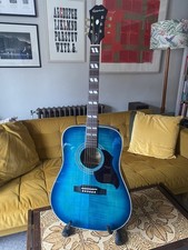 Epiphone Hummingbird Artist blue Burst Acoustic Guitar w/Gig Bag Exc++++