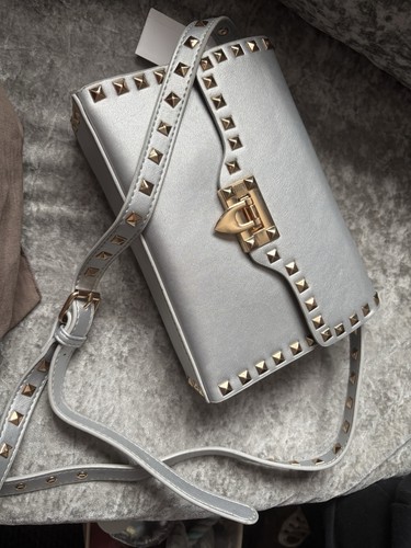 Grey studded faux leather - leather, turn