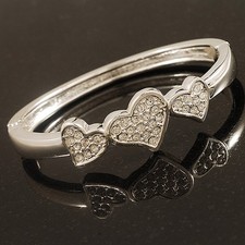 Rhodium Plated Diamante Heart