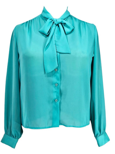 Aqua green vintage pussybow