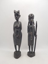 Ebony African Besmo Product Figures 10" Carved Wooden Tribal Ethnic Art Vintage