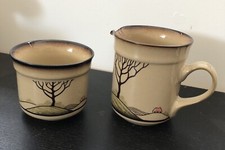 Denby Savoy Milk / Cream Jug 9.5 cm High and Sugar Bowl Set