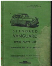 STANDARD VANGUARD SERIE I SALOON 1947-51 ORIG FACTORY PARTS CATALOGUE *HARDBACK*