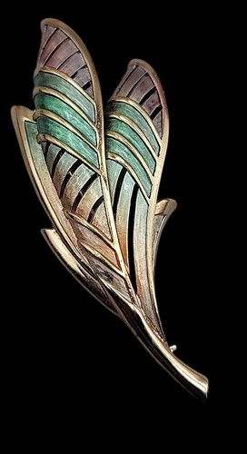 Vintage enamel double - enamel, leaf