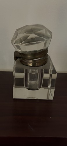 Victorian cut glass inkwell - cut,