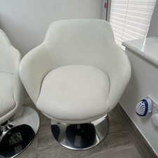 White Leather Look Cushion Swivel Chair With Crome Base very comfortable 