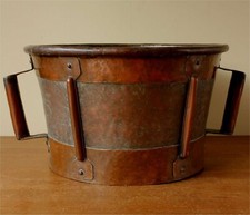 Antique French Copper Ferrat Grain Measure. 19th Century Metal Planter Log Bin