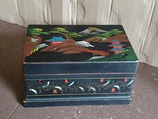 Vintage Black Lacquer Japanese Jewelry Box Music " Swan Lake " Video #84