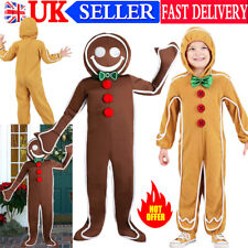 Kids Gingerbread Man Costume World Book Day Shrek Christmas Fancy Dress Outfit