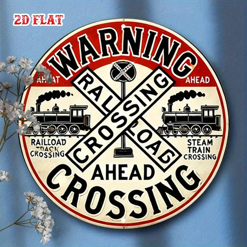 Railroad crossing rustic metal - railroad,