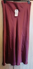 BNWT Next Ladies Wine Satin Long Skirt Size 12