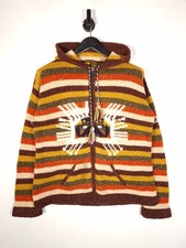 Ecuador Knitwear Jumper Size Large Multicoloured Hand Knit 100% Wool Hoodie