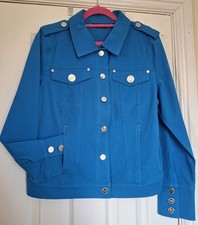 Military Style Denim Jacket In Blue By JULIAN  MACDONALD.  Size 14. BNWOT