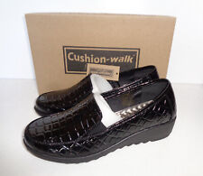 Cushion Walk Ladies Black Shoes New Womens Flat Loafers Slip On Comfort Size 4-8