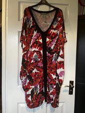 Gorgeous BIBA Red Pattern Kaftan Tunic Style Dress. Size 18
