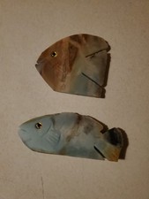 2 PC Carved Amazon Stone Fish