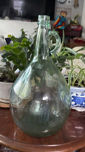 Green glass handled jug - green,