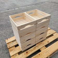 Wooden Large Crates, Set of 8, 40cm long made of wood for fruits or vegetables