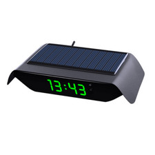 LCD Display Car Dashboard Digital Time Thermometer Clock Solar/USB Charging