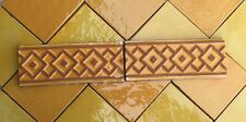 Ochre Yellow Hand made glazed relief border tile 21x8.5cm from Provence, France