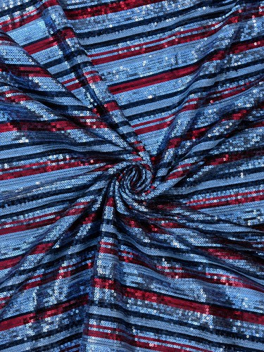 Red silver sequin stripe - &,