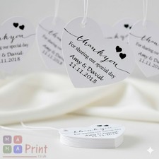 Personalised Wedding Favour Heart Tags ❤ Thank You For Sharing Our Special Day 