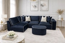 Luxury Navy Velvet Corner Sofa