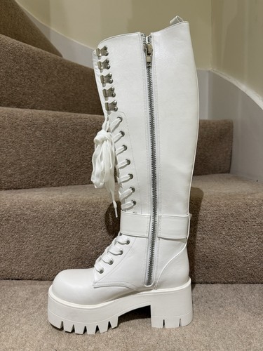 White knee high - white, boots