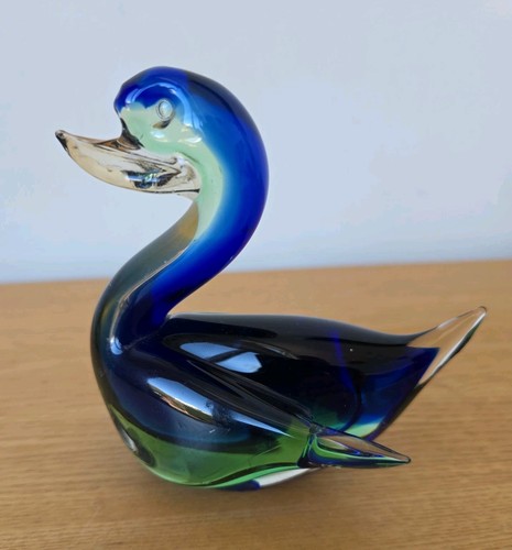 Murano blue glass duck 1960s - glass,