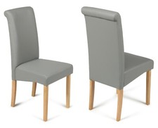 2 Grey Dining Chairs Faux