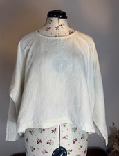 Shirin Guild Cropped Pure linen Top 3/4 Length Sleeves Beige