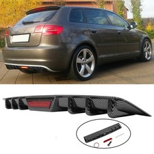 For Audi A3 S3 A4 S4 A5 A6 Carbon Look Rear Bumper Diffuser Spoiler Splitter Lip