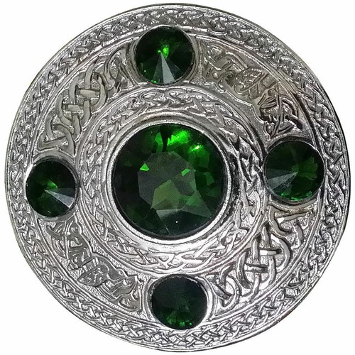 Kilt fly plaid brooch green - brooch,
