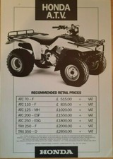 1986 HONDA ATV car sales brochure. UK, ATC200, ATC250, TRX250, TRX350, 4x4, etc