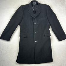 VTG Karl Jackson Wool Cashmere Long Black Jacket Coat Smart Collared Mens Medium