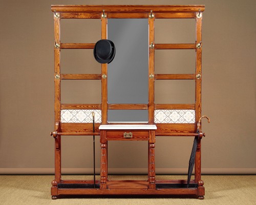 Antique large pine hallstand - pine,